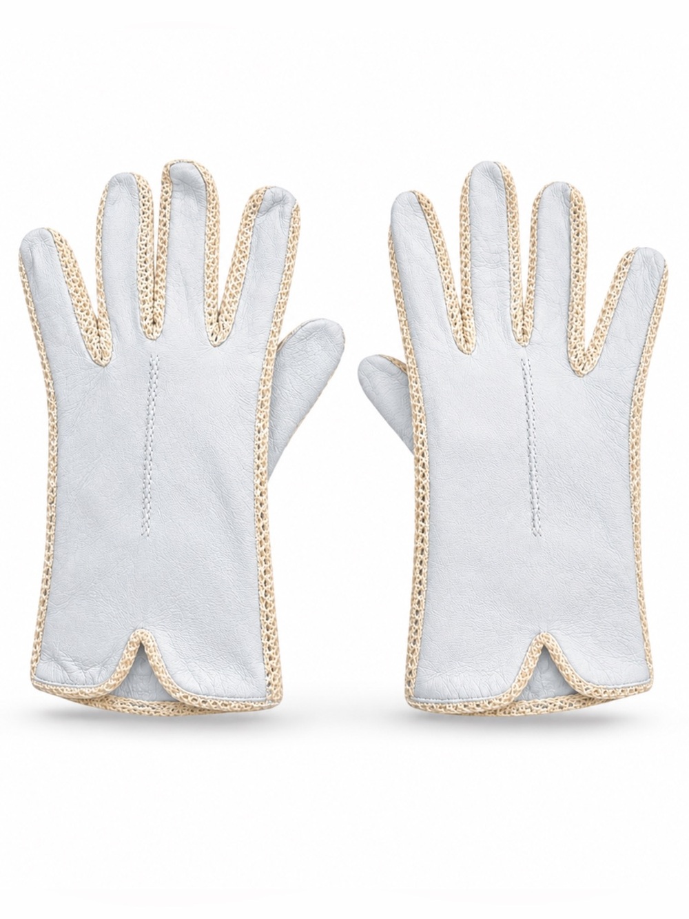 Elegant Light Blue Leather Gloves